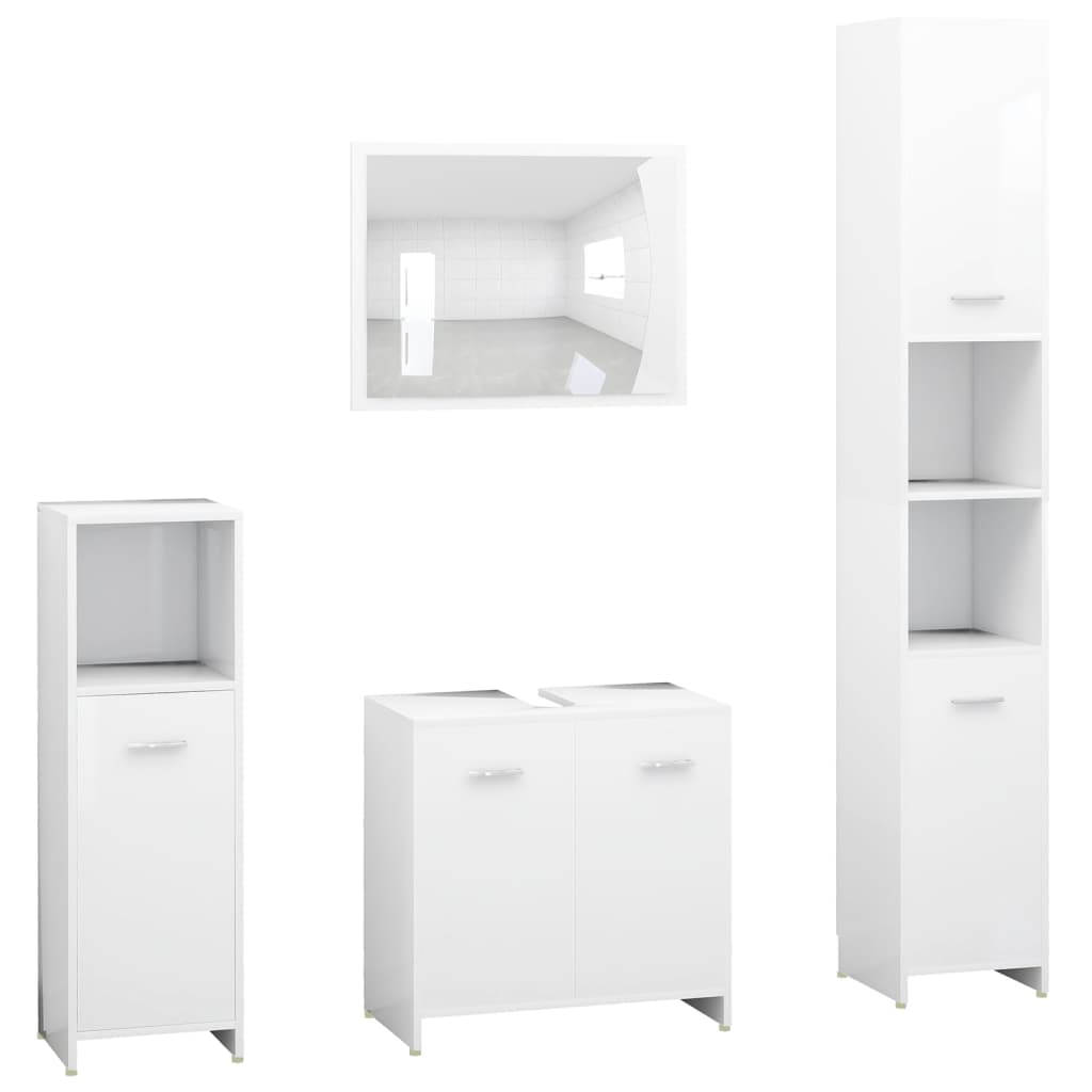 vidaXL 4 Piece Bathroom Furniture Set White Engineered Wood