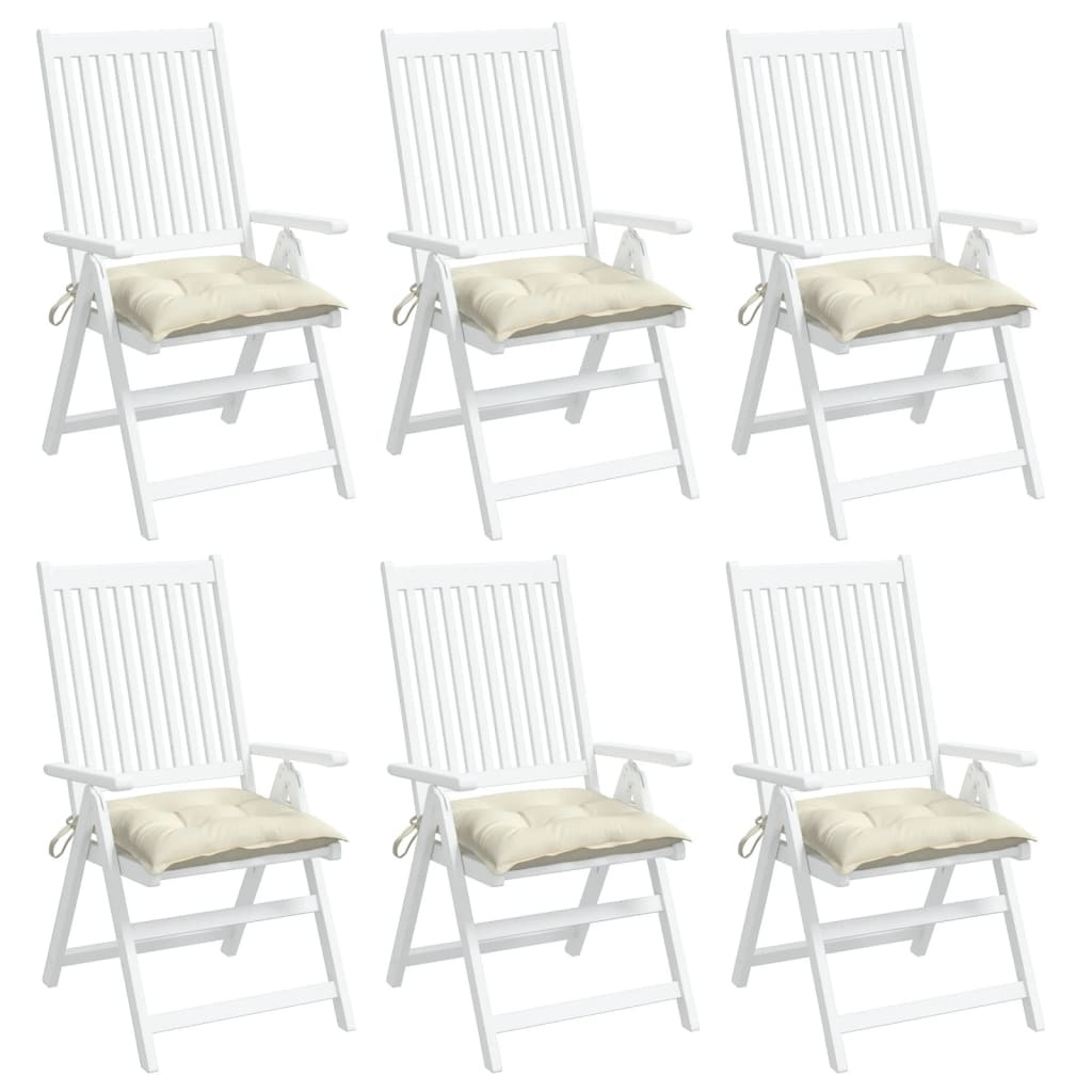 vidaXL Chair Cushions 6 pcs Cream White 40x40x7 cm Oxford Fabric