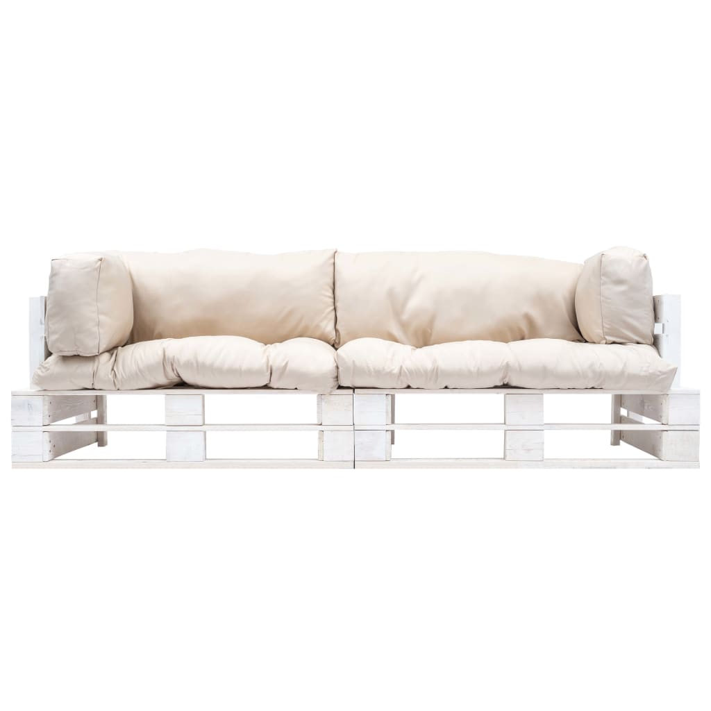 vidaXL 2 Piece Garden Pallet Sofa Set with Sand Cushions Pinewood