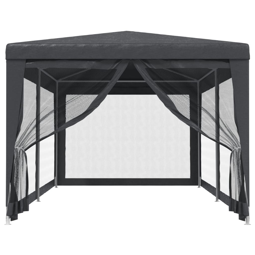 vidaXL Party Tent with 6 Mesh Sidewalls Anthracite 3x6 m HDPE