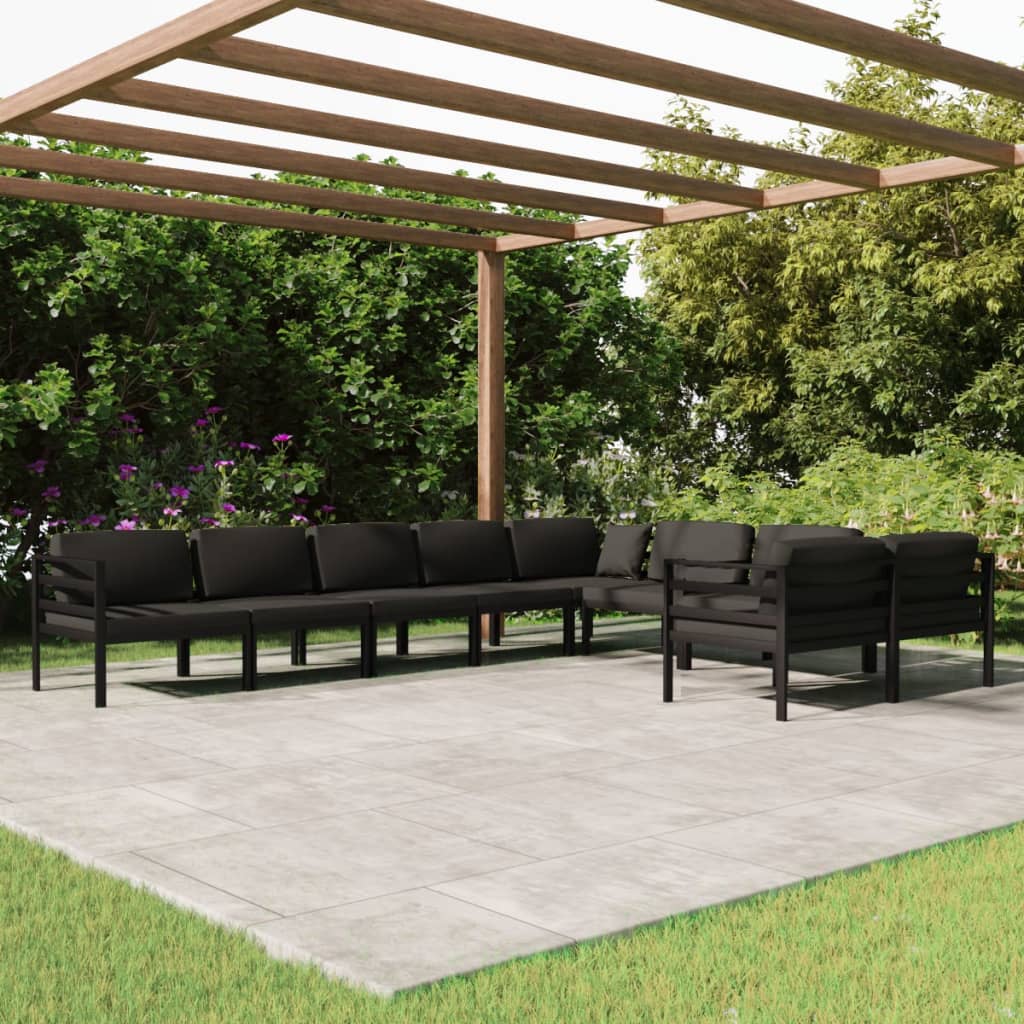 vidaXL 9 Piece Garden Lounge Set with Cushions Aluminium Anthracite