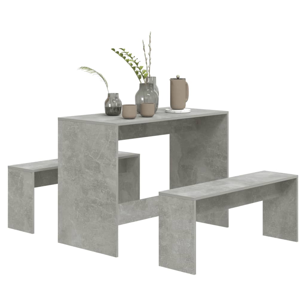 vidaXL 3 Piece Dining Set Concrete Grey Engineered Wood