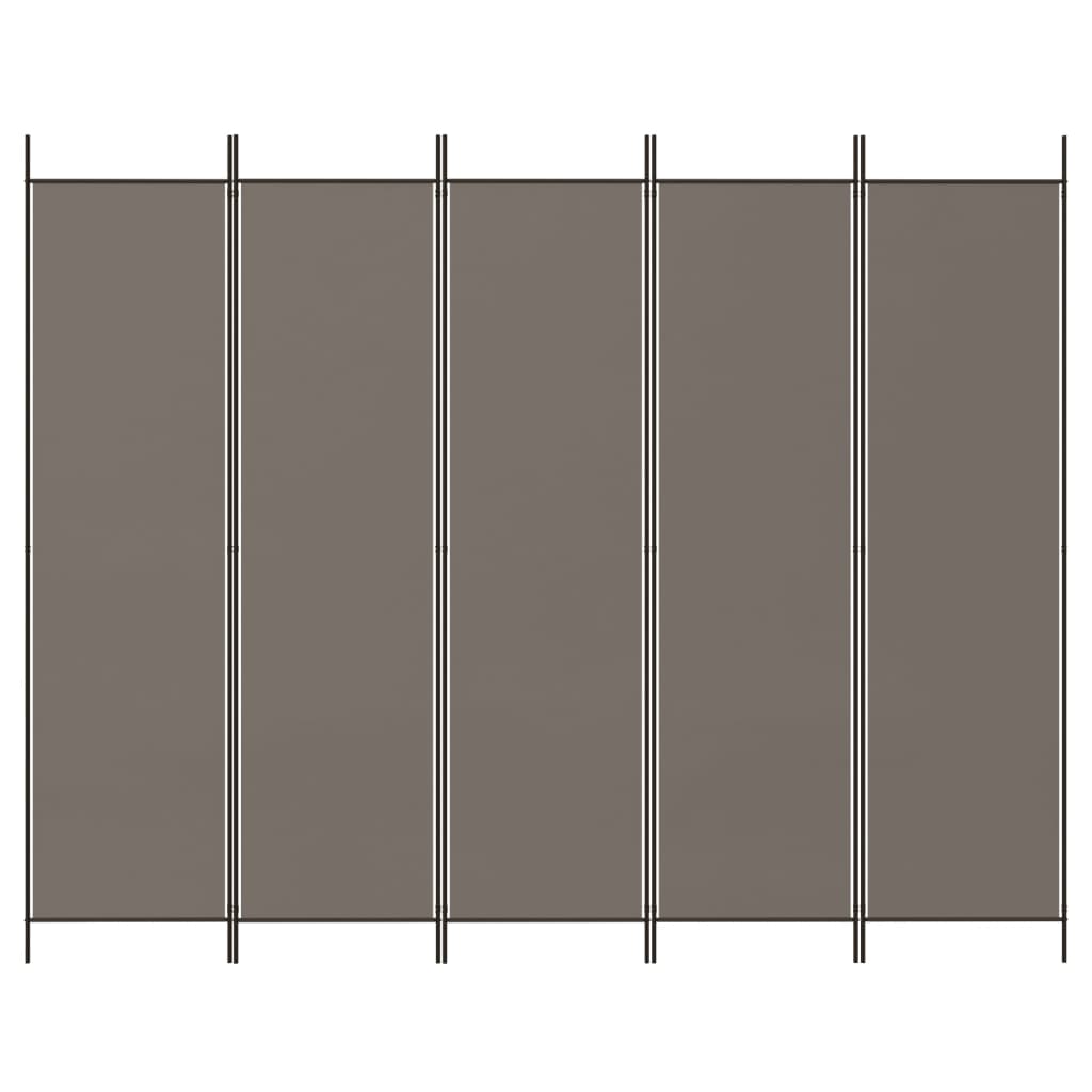 vidaXL 5-Panel Room Divider Anthracite 250x220 cm Fabric