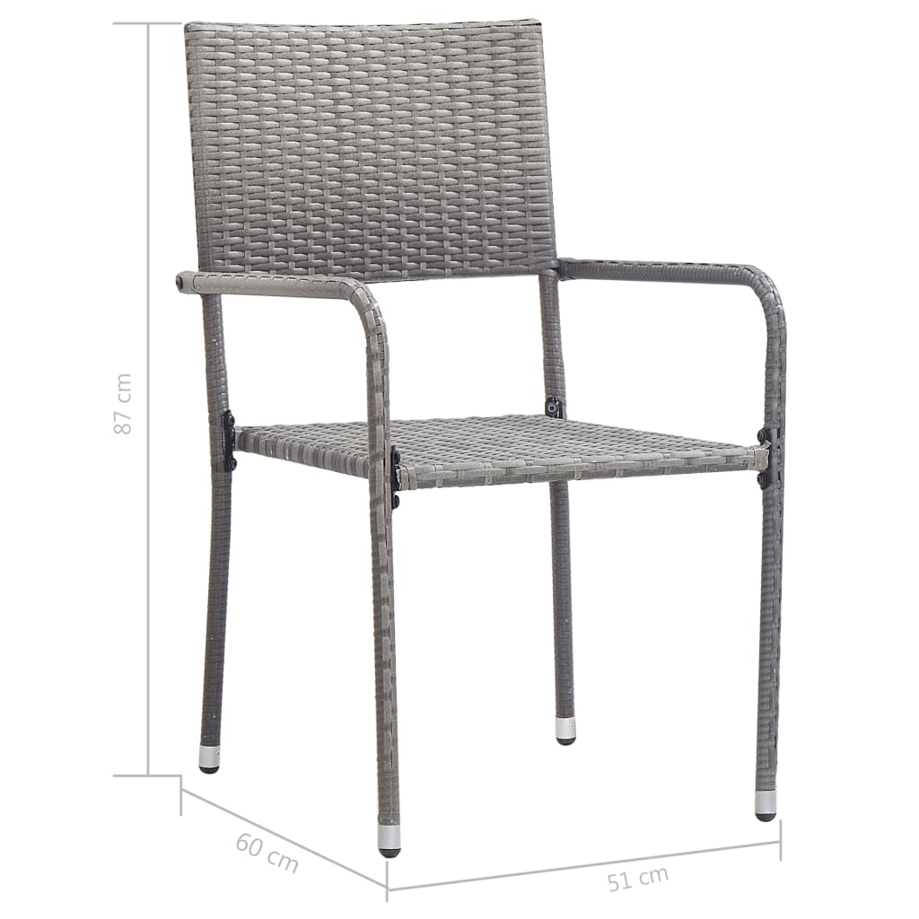 vidaXL Outdoor Dining Chairs 2 pcs Poly Rattan Grey