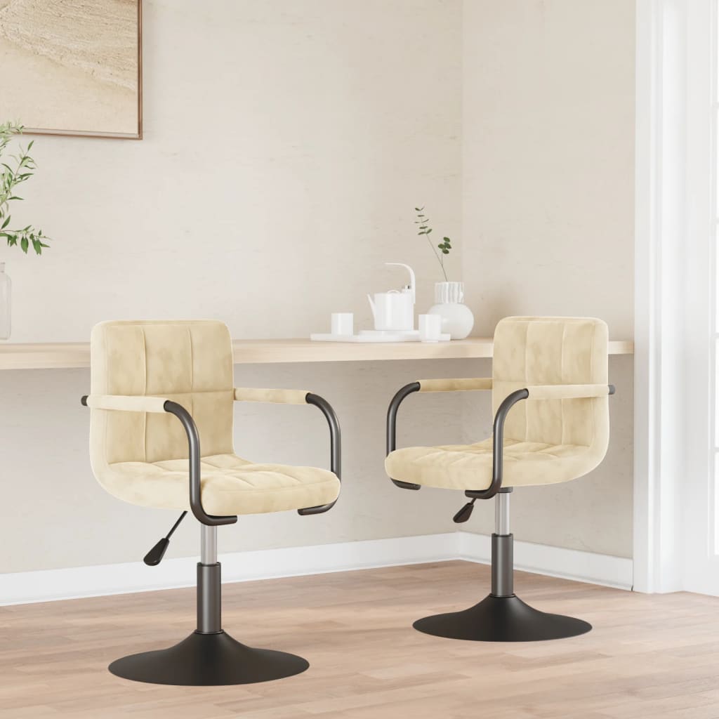 vidaXL Swivel Dining Chairs 2 pcs Cream Velvet