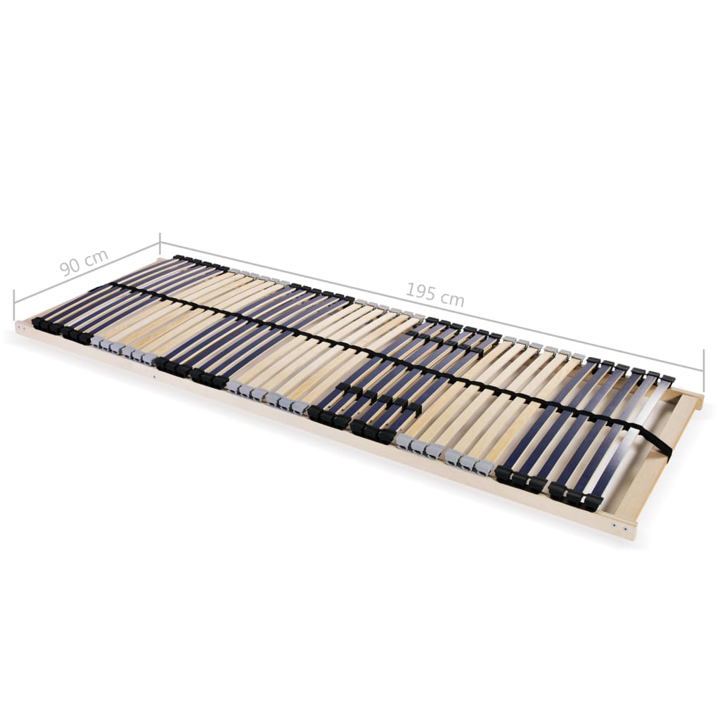 vidaXL Slatted Bed Base without Mattress with 42 Slats 7 Zones 90x200 cm