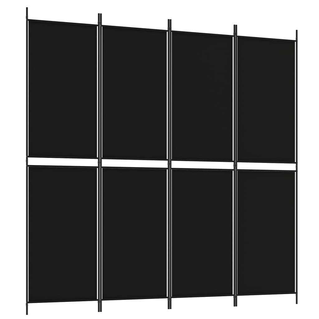 vidaXL 4-Panel Room Divider Black 200x200 cm Fabric