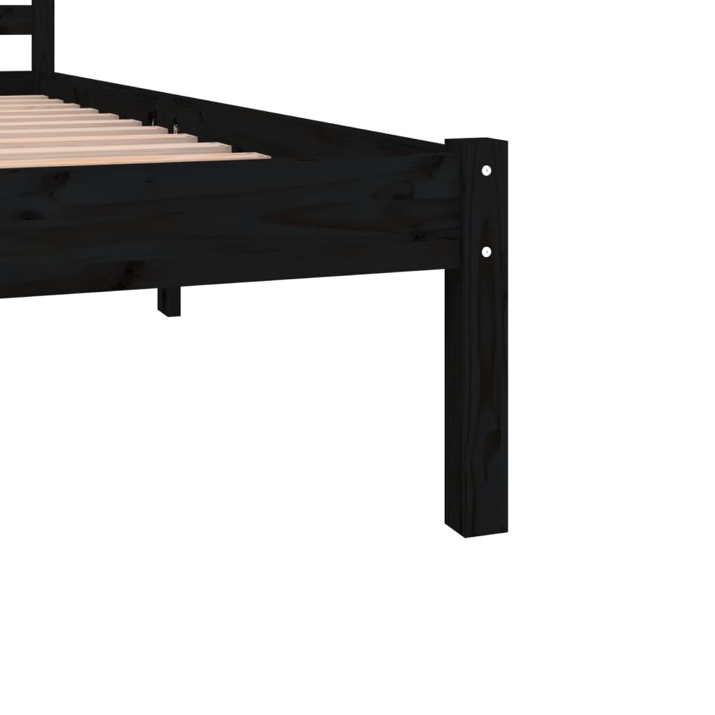 vidaXL Bed Frame Solid Wood Pine 180x200 cm Super King Black