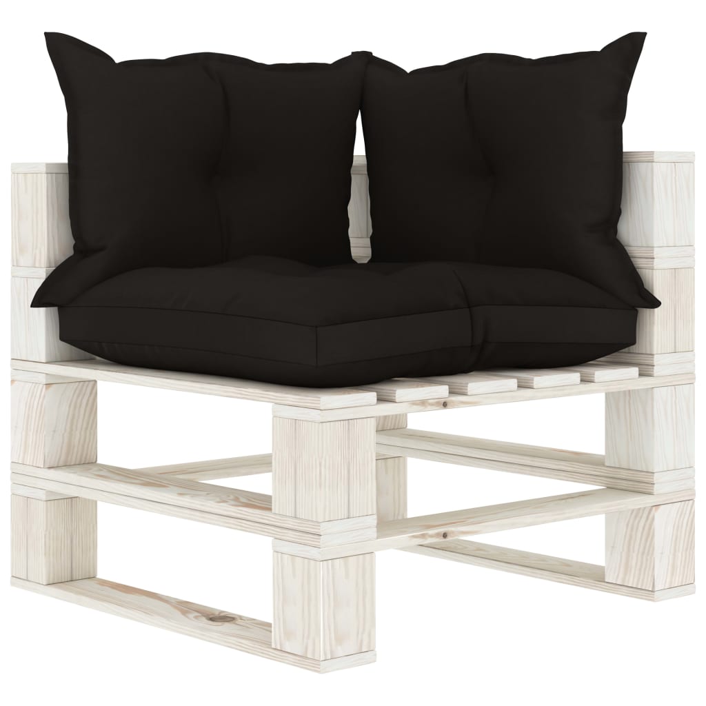 vidaXL Garden Pallet Sofa 2-Seater with Black Cushions Wood