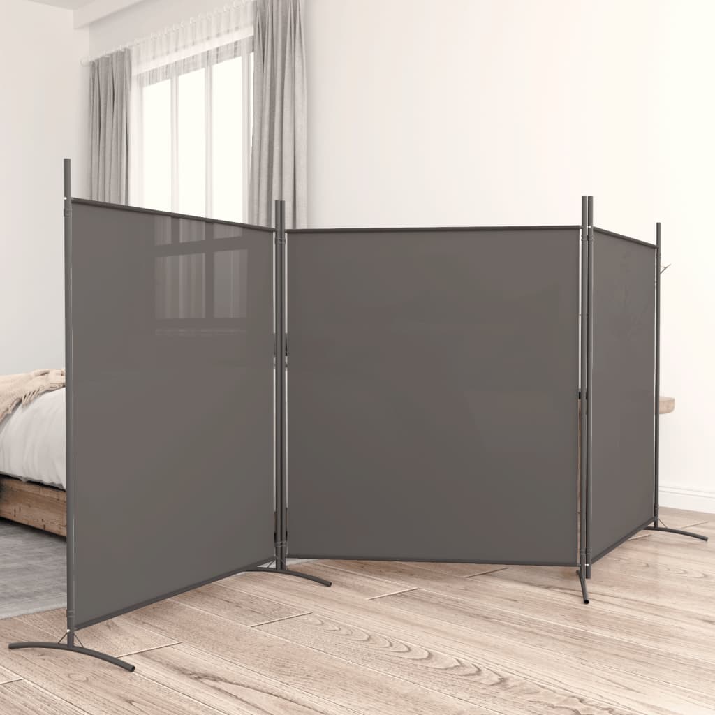 vidaXL 3-Panel Room Divider Anthracite 525x180 cm Fabric