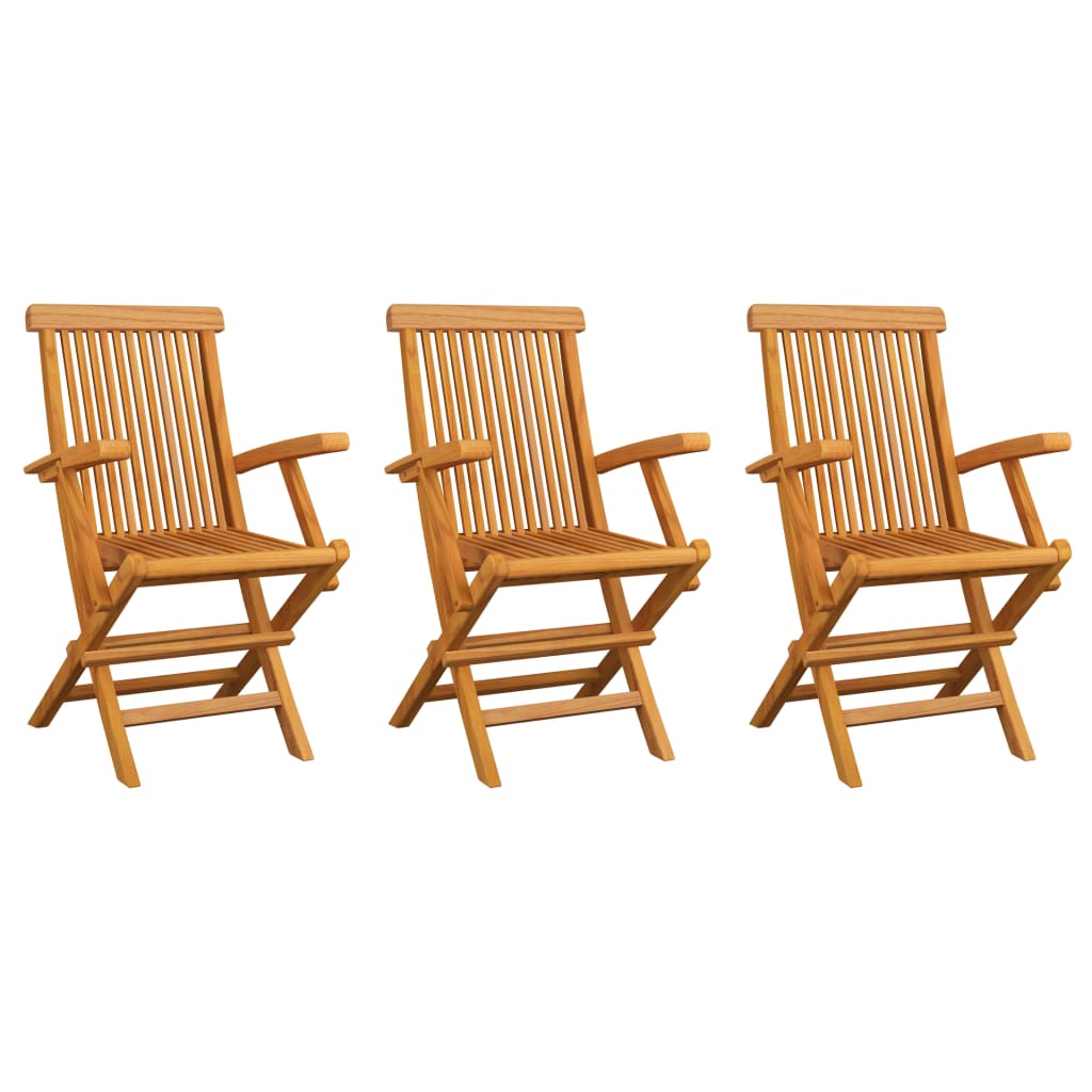 vidaXL Garden Chairs with Anthracite Cushions 3 pcs Solid Teak Wood