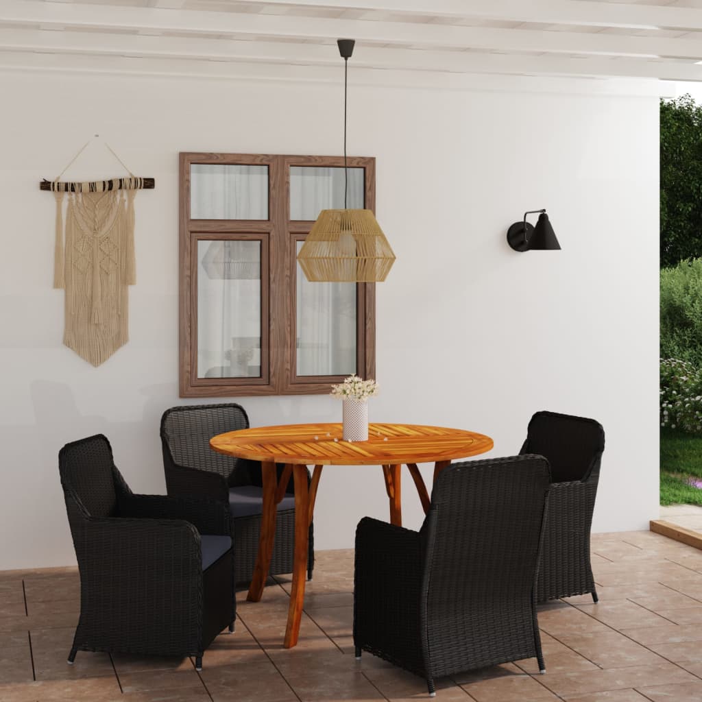 vidaXL 5 Piece Garden Dining Set Black