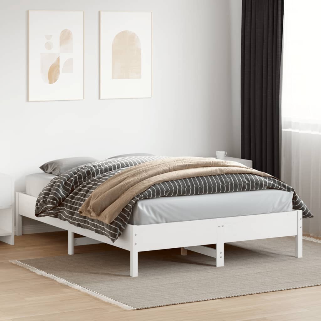 vidaXL Bed Frame White 140x200 cm Solid Wood Pine