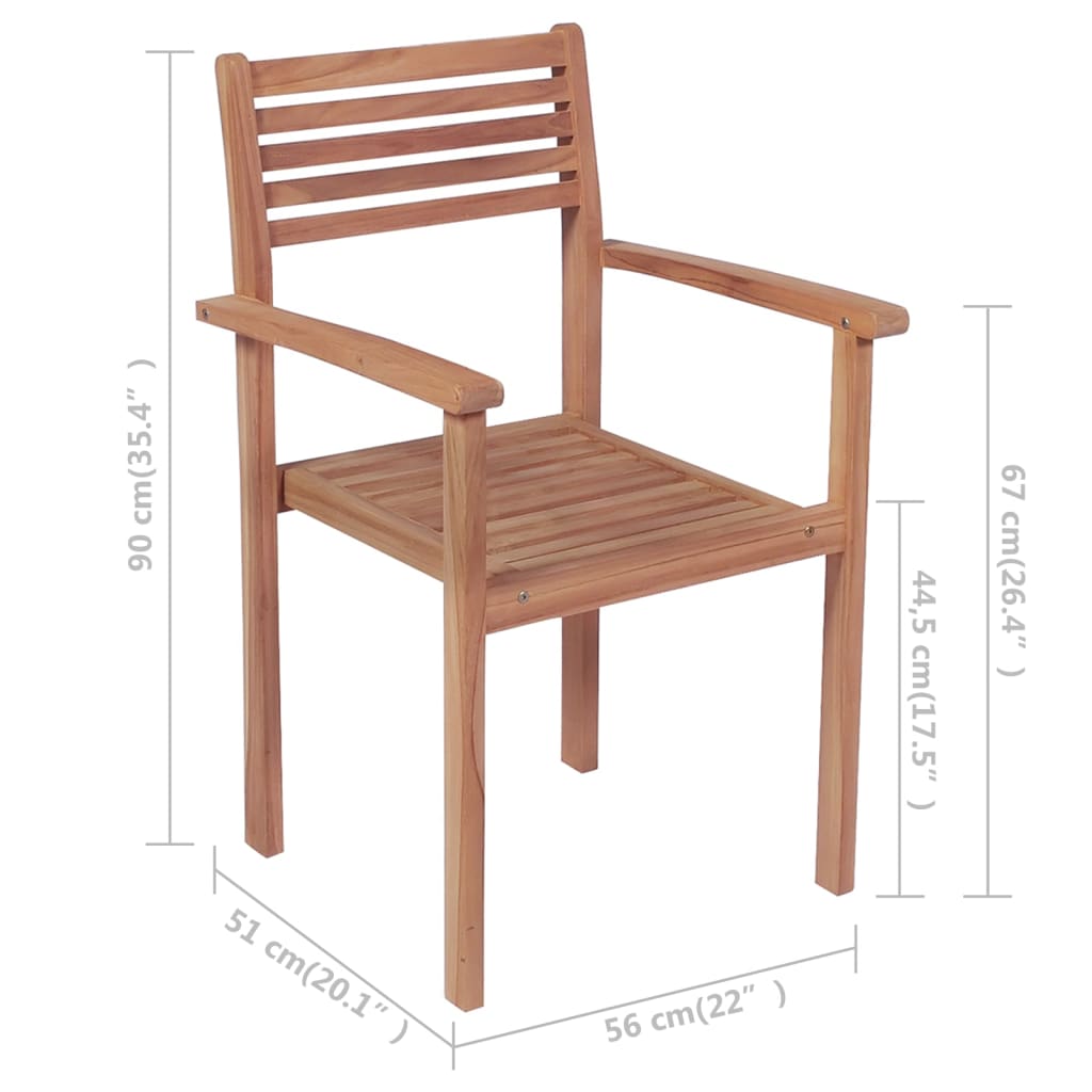 vidaXL Stackable Garden Chairs with Cushions 8 pcs Solid Teak Wood (2x43037+2x314930)