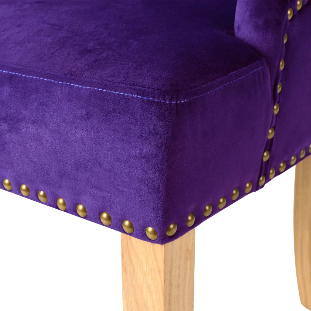 vidaXL Dining Chairs 2 pcs Purple Solid Oak and Velvet