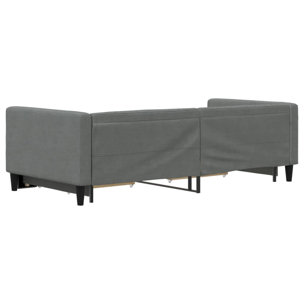 vidaXL Daybed with Trundle and Drawers Dark Grey 90x190 cm Fabric