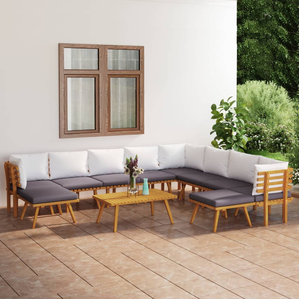 vidaXL 11 Piece Garden Lounge Set with Cushions Solid Wood Acacia