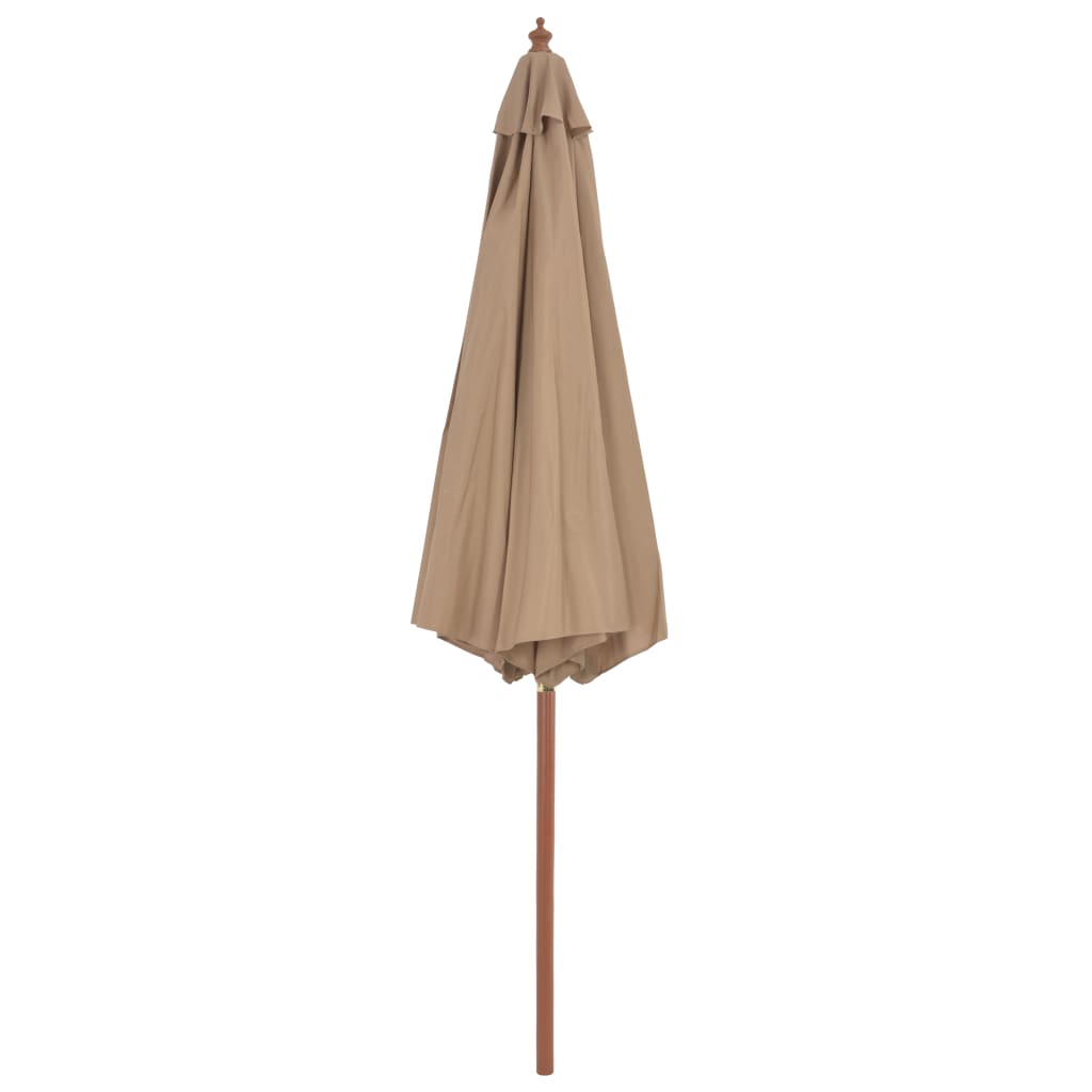 vidaXL Outdoor Parasol with Wooden Pole 300 cm Taupe