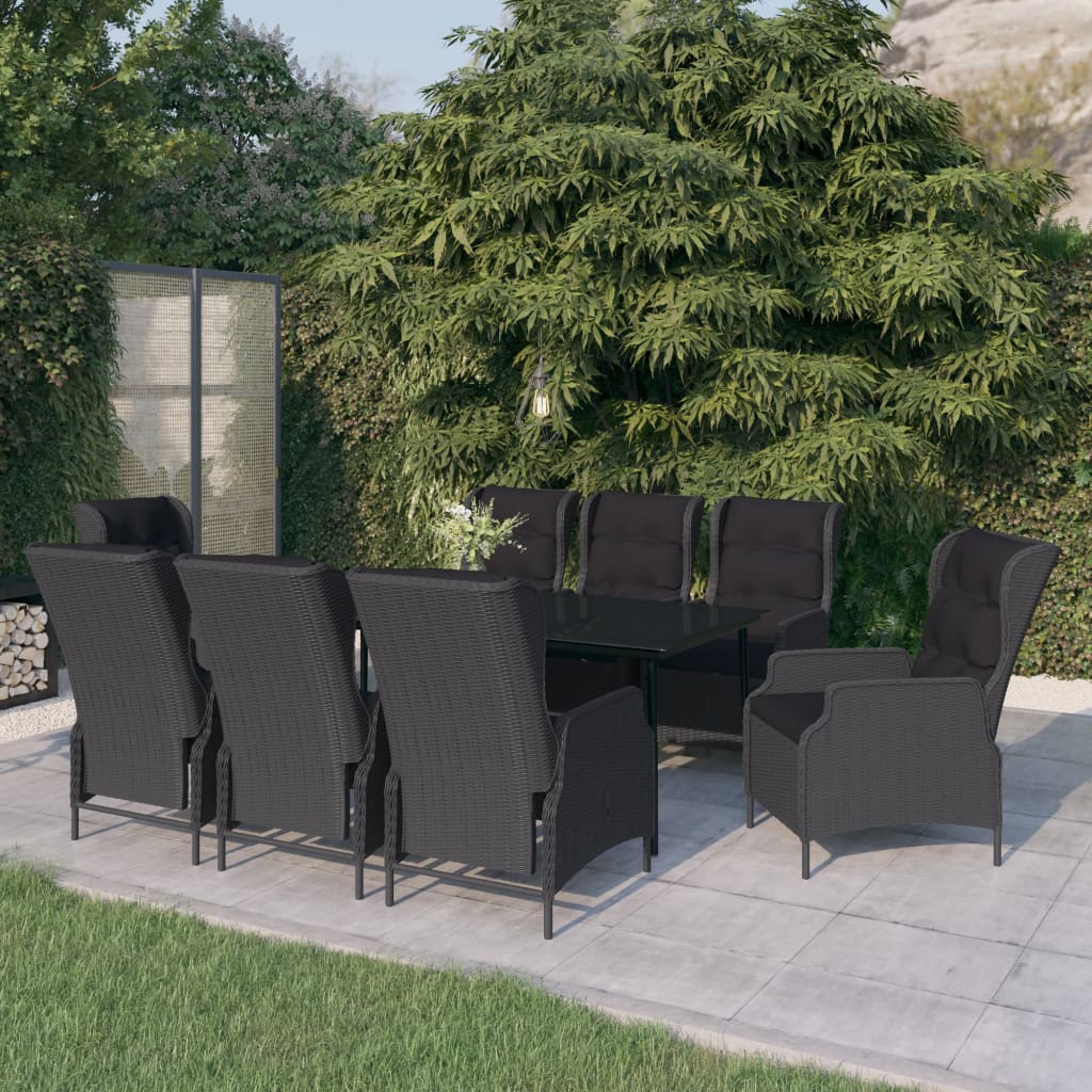 vidaXL 9 Piece Garden Dining Set Dark Grey