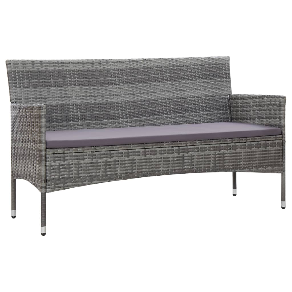 vidaXL 2 Piece Garden Lounge Set with Cushion Poly Rattan Grey