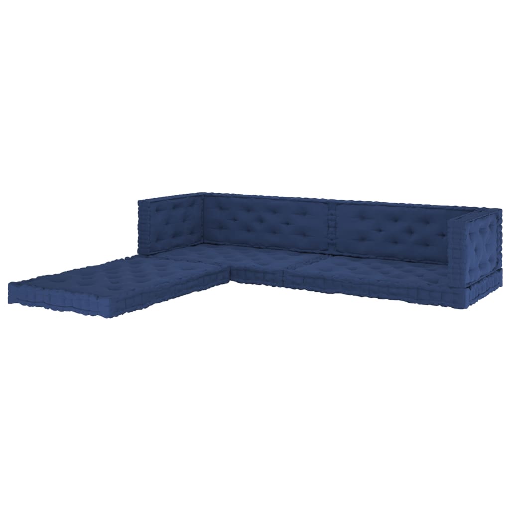 vidaXL Pallet Floor Cushions 7 pcs Light Navy Blue Cotton