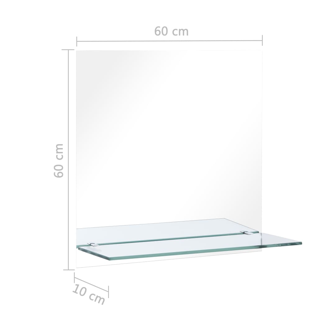 vidaXL Wall Mirror with Shelf 60x60 cm Tempered Glass