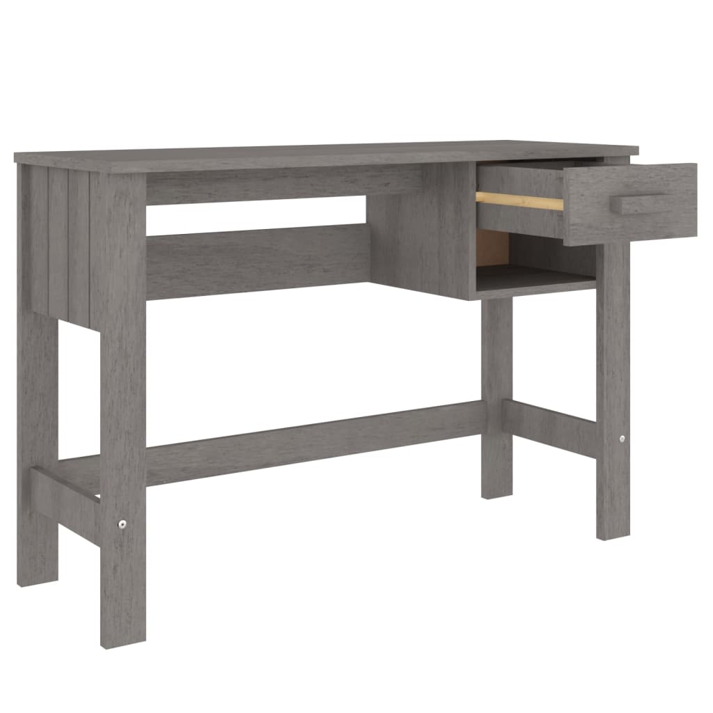 vidaXL Desk HAMAR Light Grey 110x40x75 cm Solid Wood Pine
