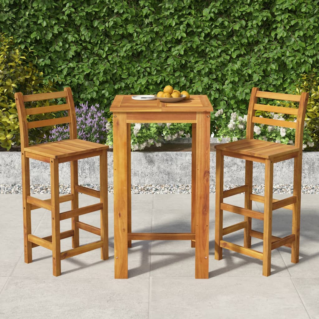 vidaXL 3 Piece Garden Bar Set Solid Wood Acacia