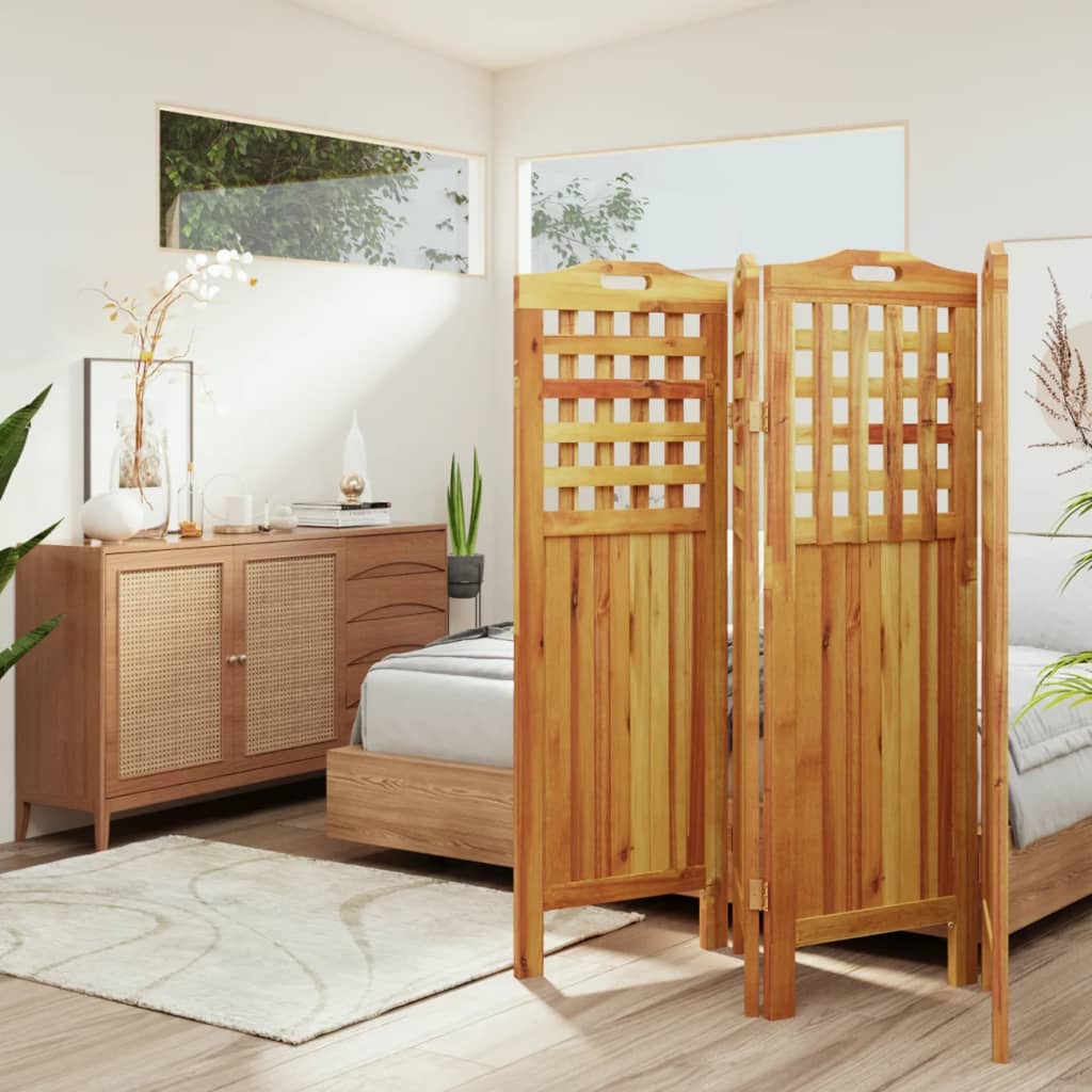 vidaXL 4-Panel Room Divider 162x2x115 cm Solid Wood Acacia