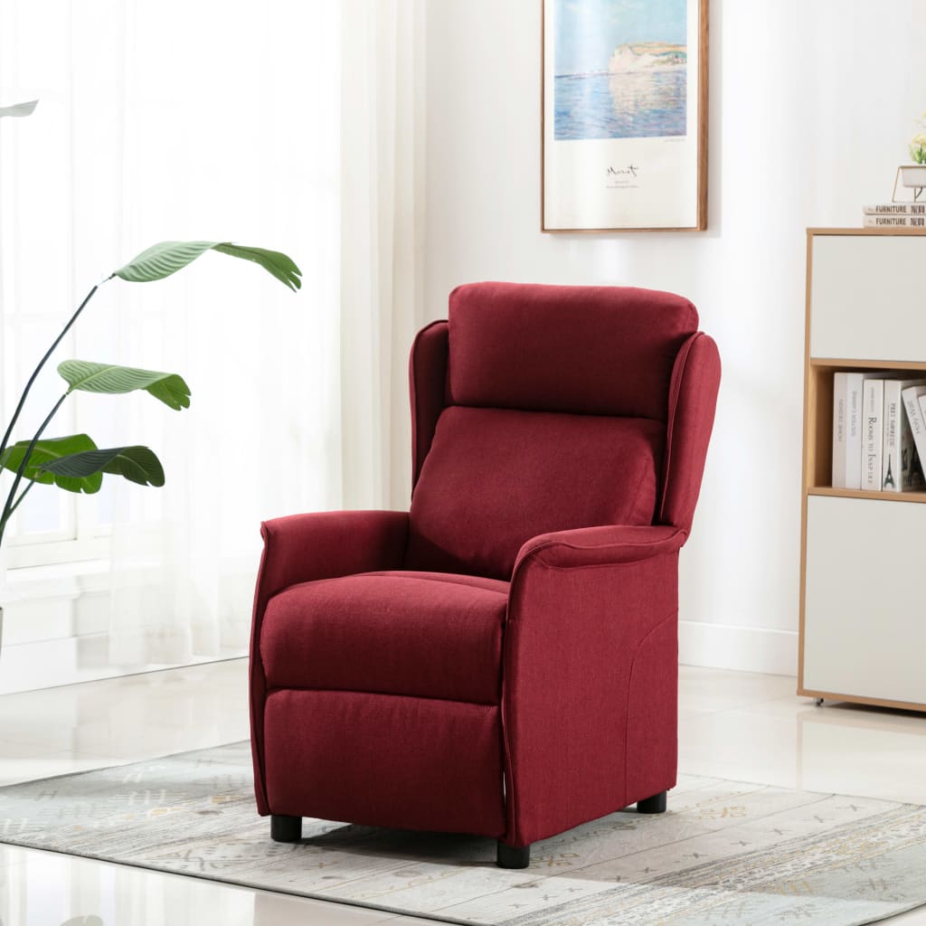 vidaXL Recliner Chair Wine Red Fabric