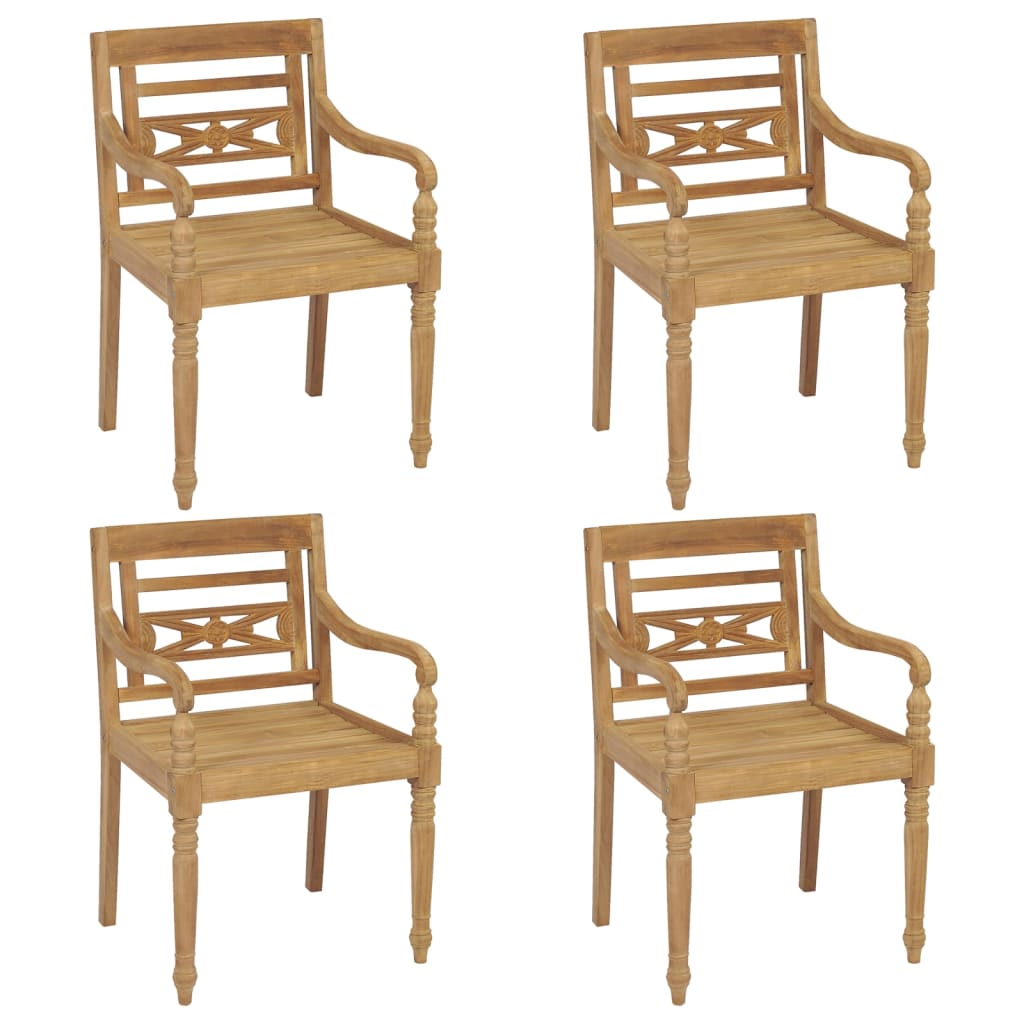 vidaXL Batavia Chairs with Cushions 4 pcs Solid Teak Wood