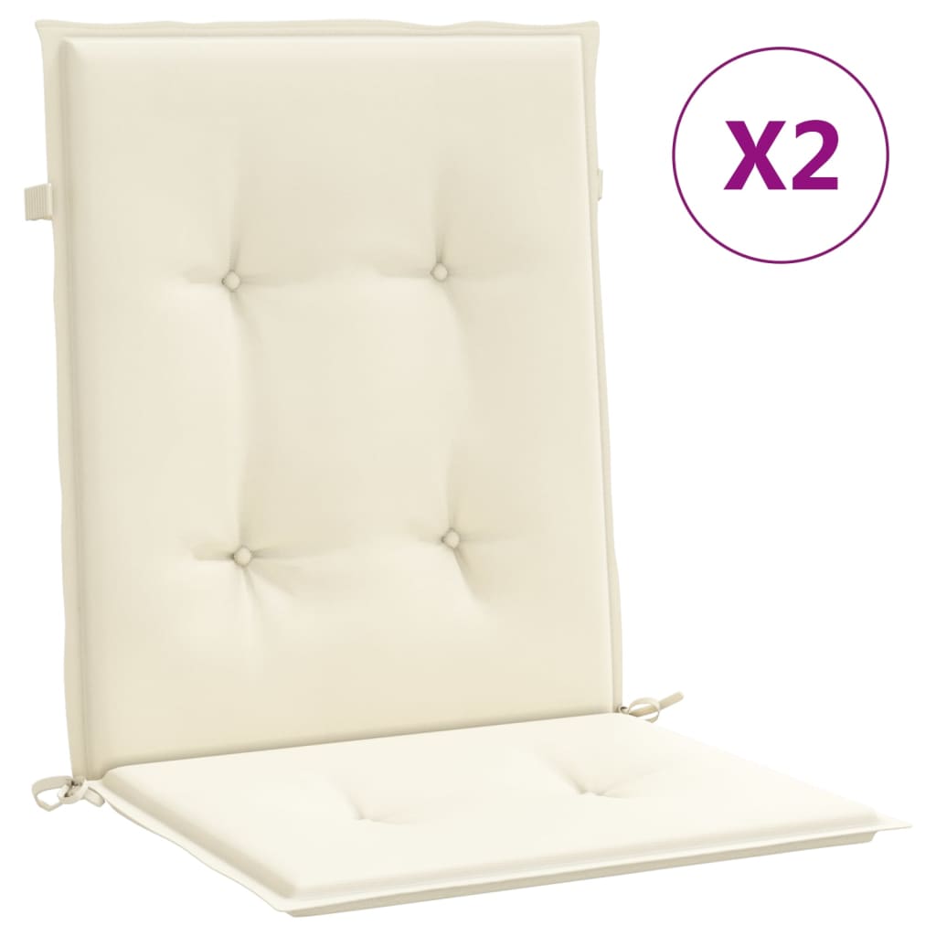 vidaXL Garden Lowback Chair Cushions 2 pcs Cream 100x50x3 cm Oxford Fabric