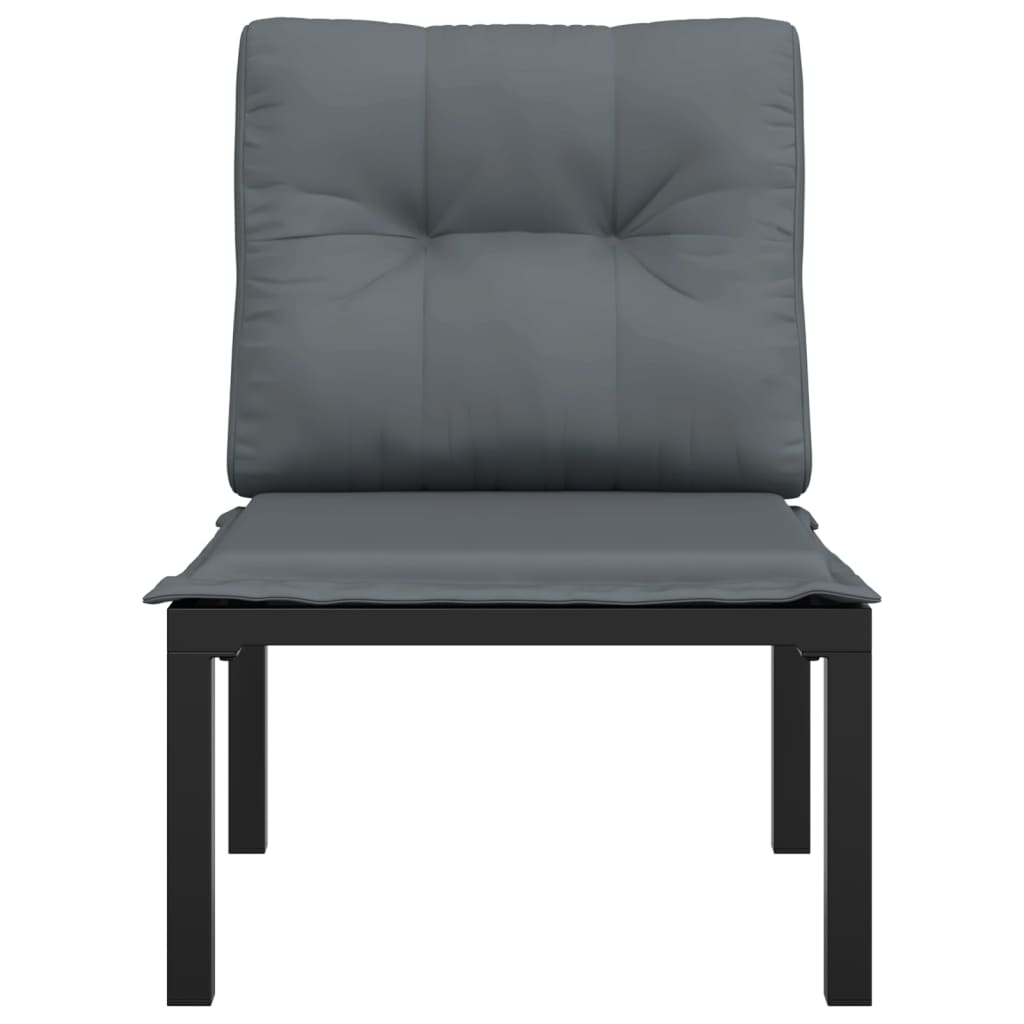 vidaXL Garden Chair with Cushions Black and Grey Poly Rattan