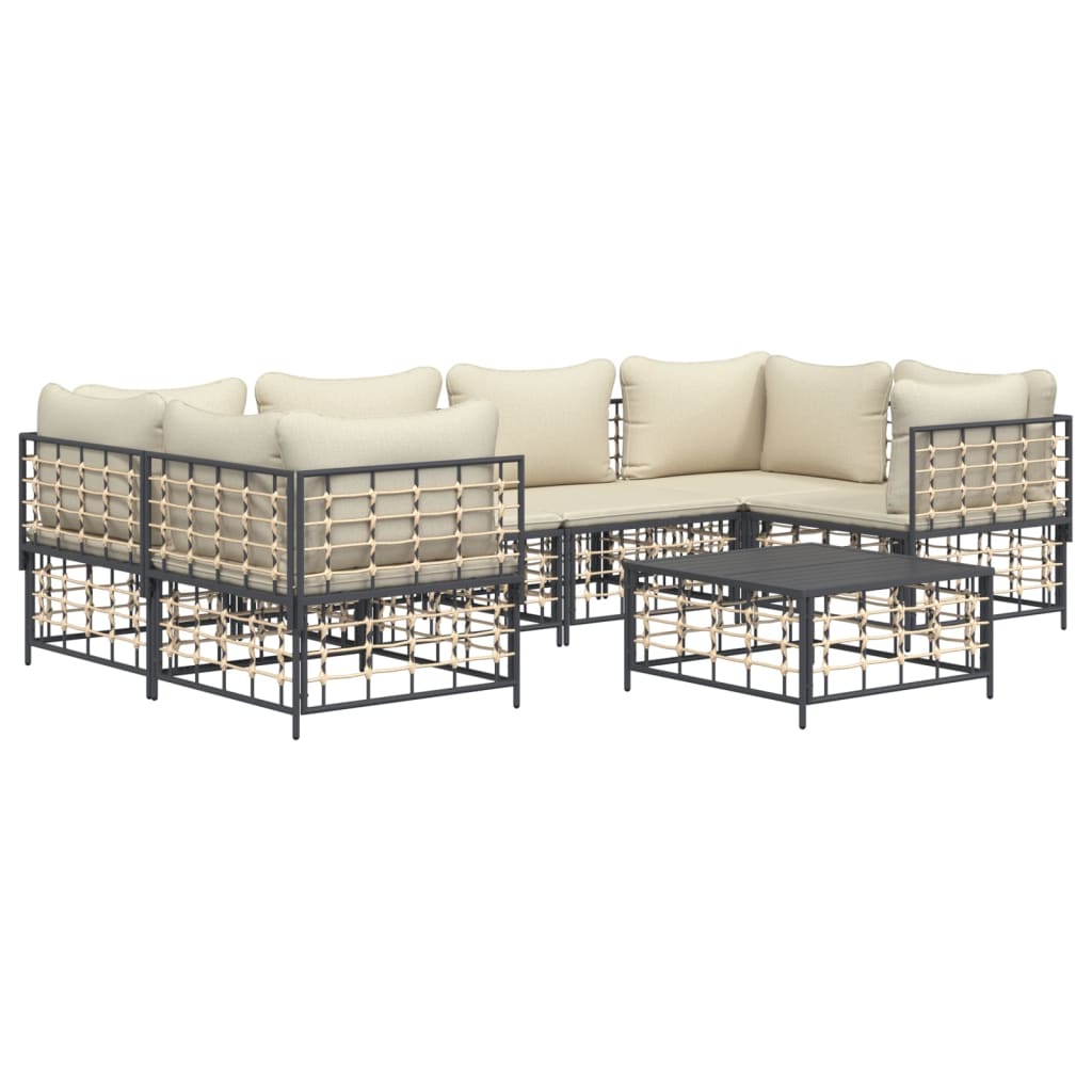 vidaXL 7 Piece Garden Lounge Set with Cushions Anthracite Poly Rattan