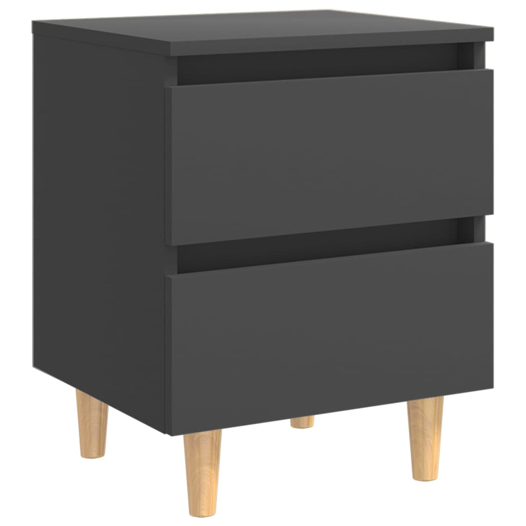 vidaXL Bed Cabinets with Solid Pinewood Legs 2 pcs Grey 40x35x50 cm