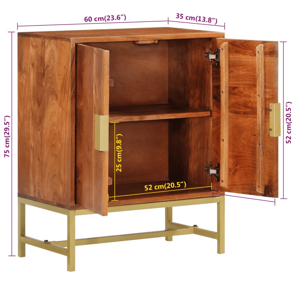 vidaXL Sideboard 60x35x75 cm Solid Wood Acacia