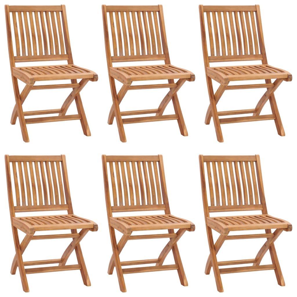 vidaXL Folding Garden Chairs with Cushions 6 pcs Solid Teak Wood