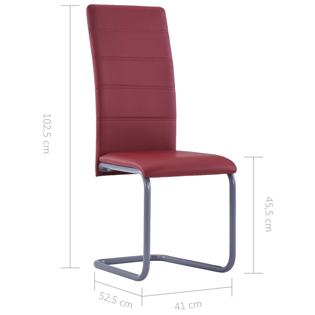 vidaXL Cantilever Dining Chairs 4 pcs Red Faux Leather
