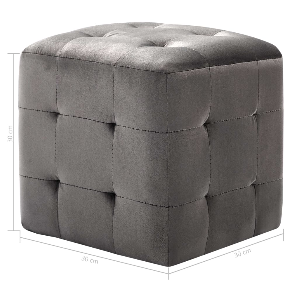 vidaXL Bedside Cabinets 2 pcs Grey 30x30x30 cm Velvet Fabric
