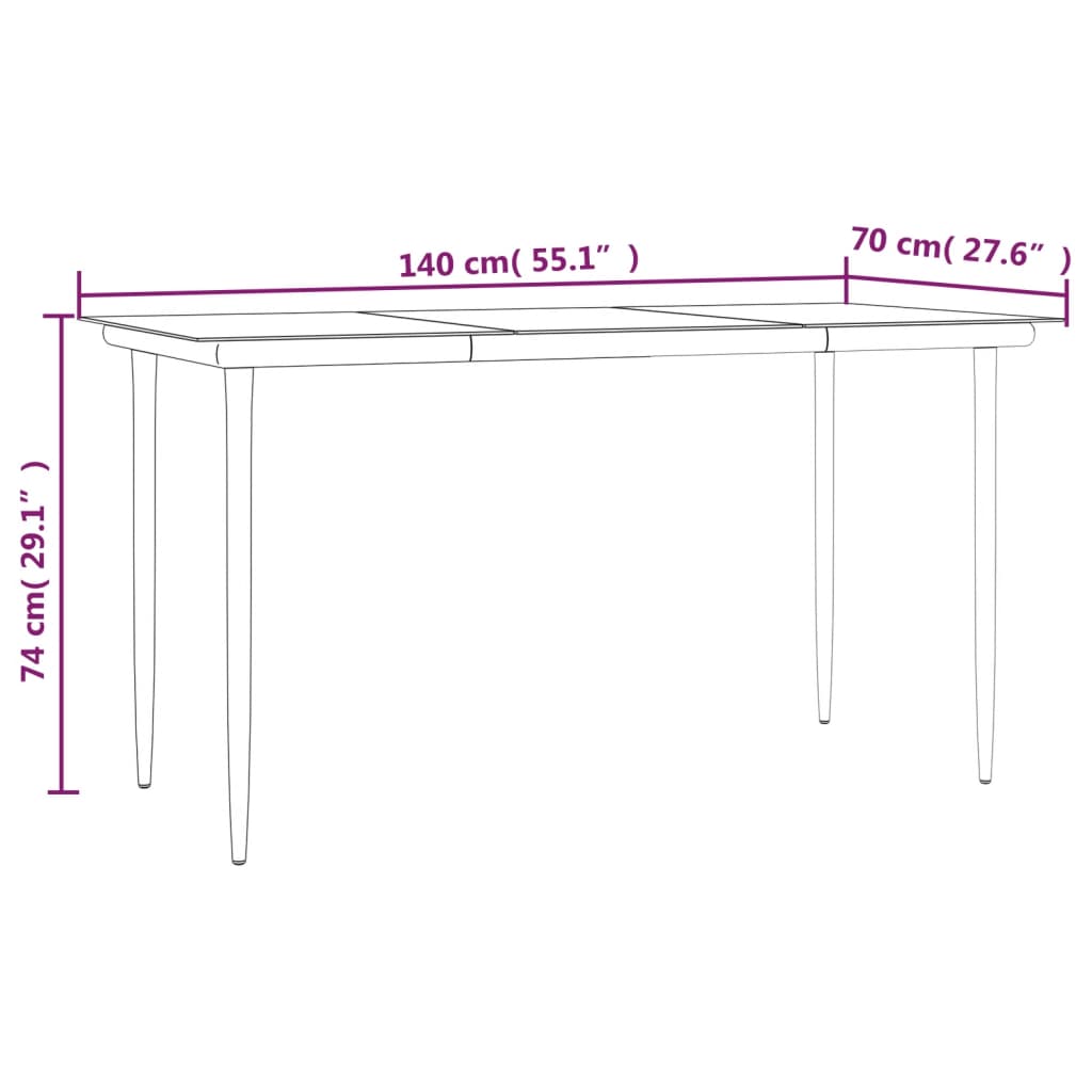 vidaXL 7 Piece Garden Dining Set Black Steel and Textilene