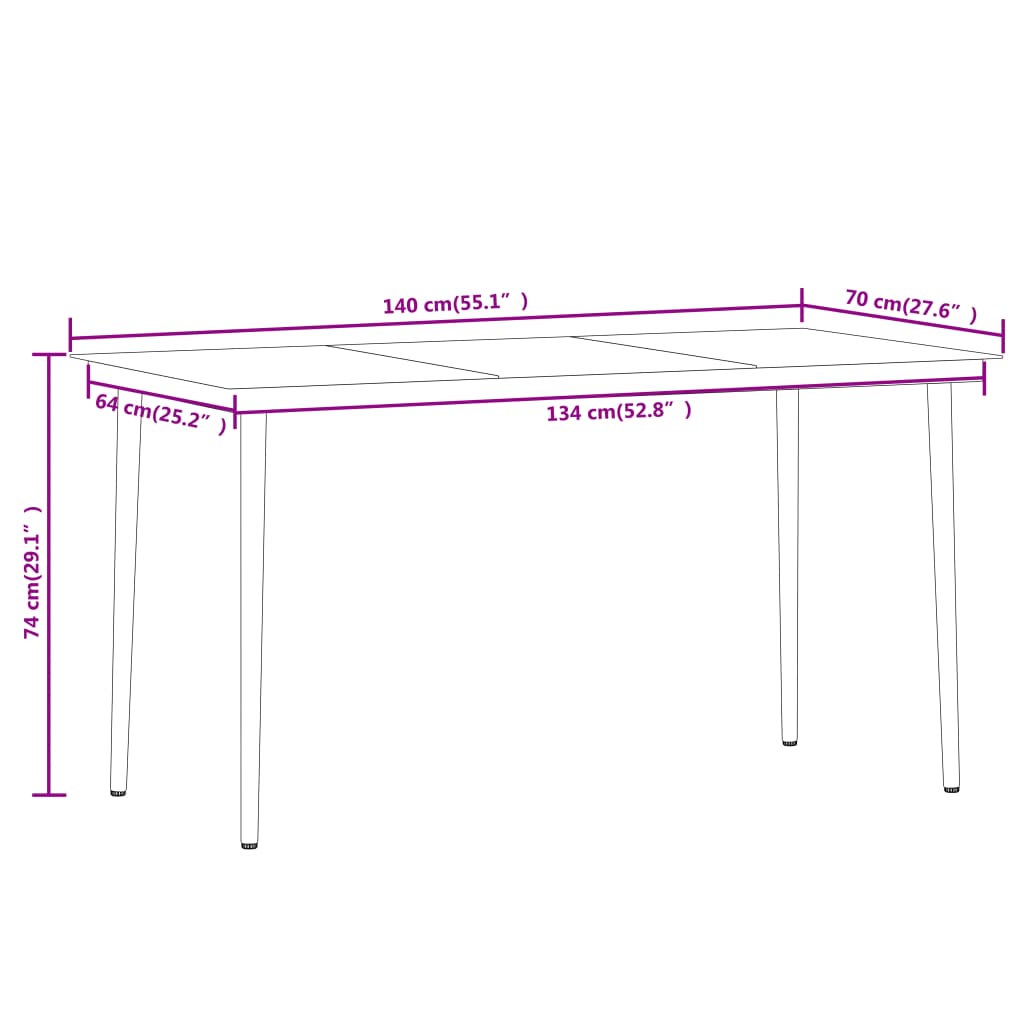 vidaXL 7 Piece Garden Dining Set Black