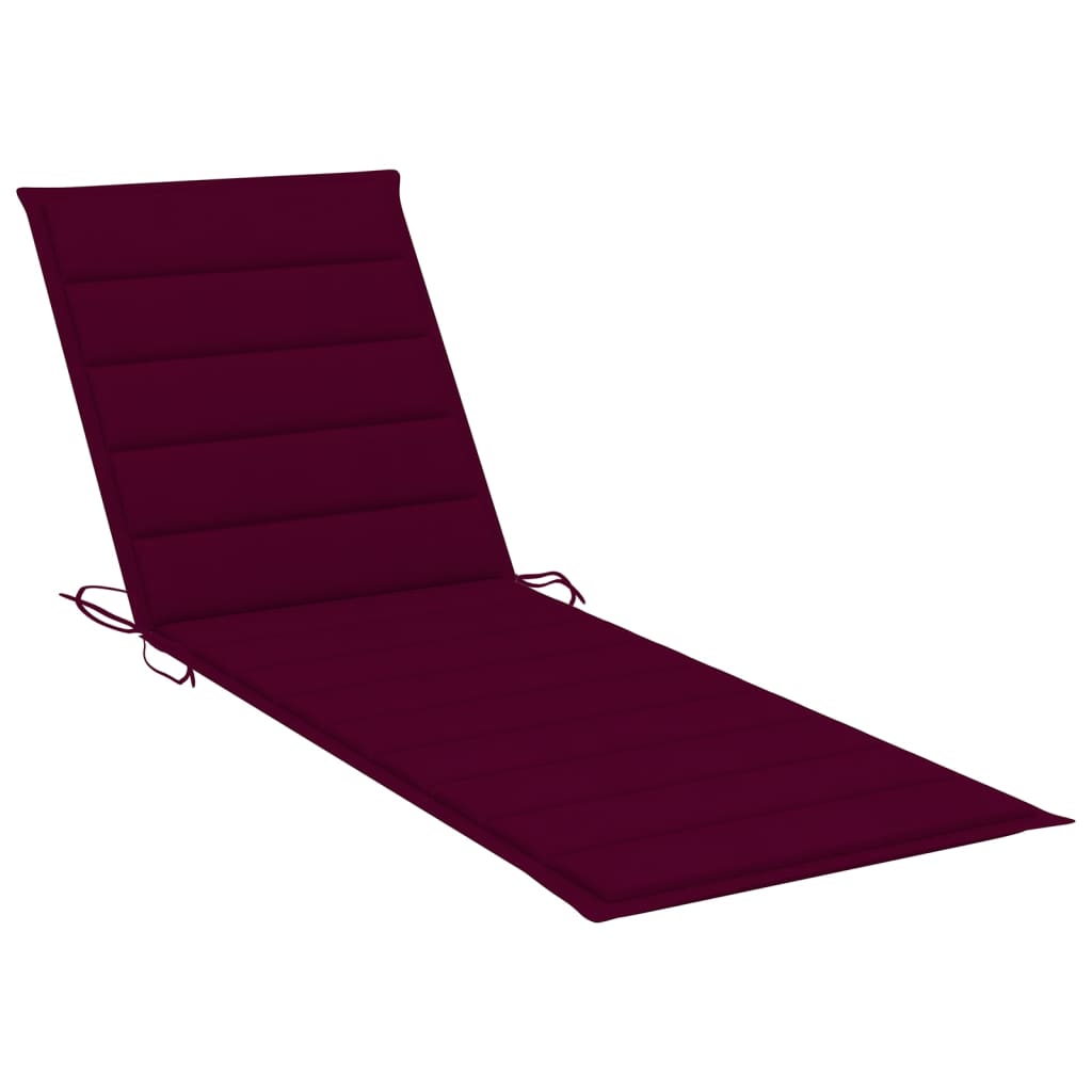vidaXL Double Sun Lounger & Wine Red Cushions Impregnated Pinewood