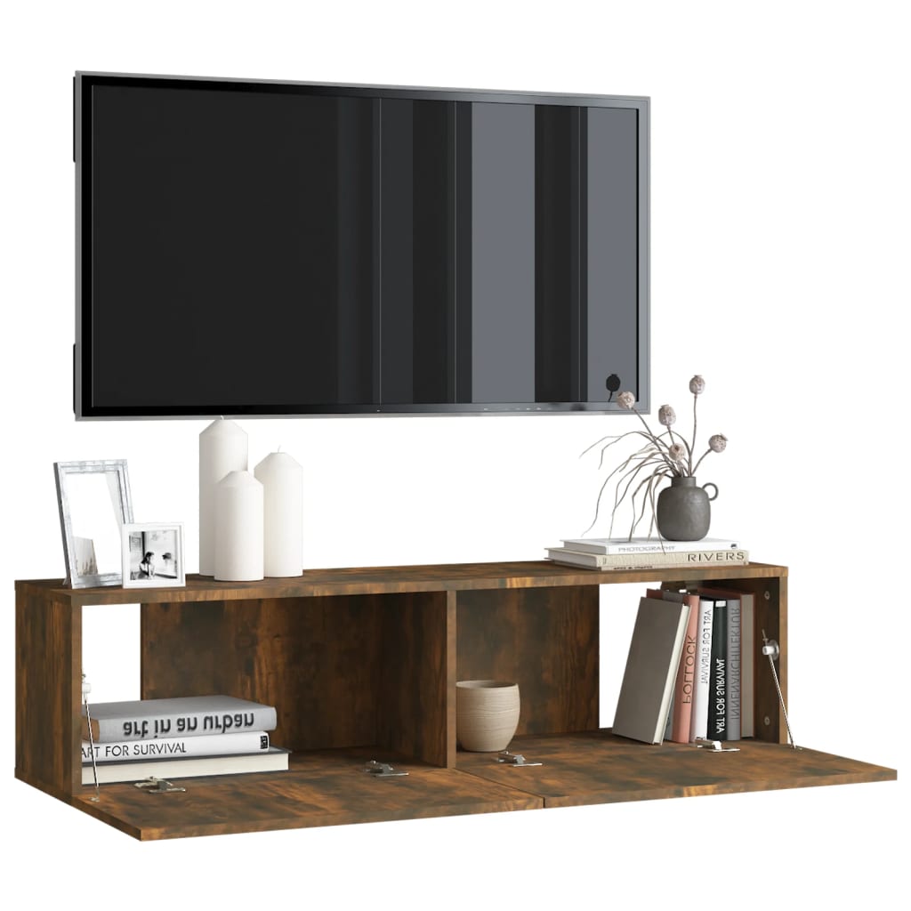 vidaXL TV Wall Cabinet Smoked Oak 120x30x30 cm Engineered Wood