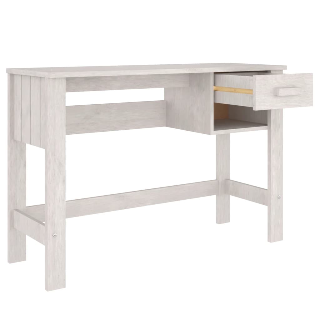vidaXL Desk HAMAR White 110x40x75 cm Solid Wood Pine