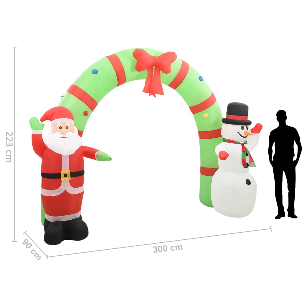 vidaXL Christmas Inflatable Santa & Snowman Decoration Arch LED 223 cm