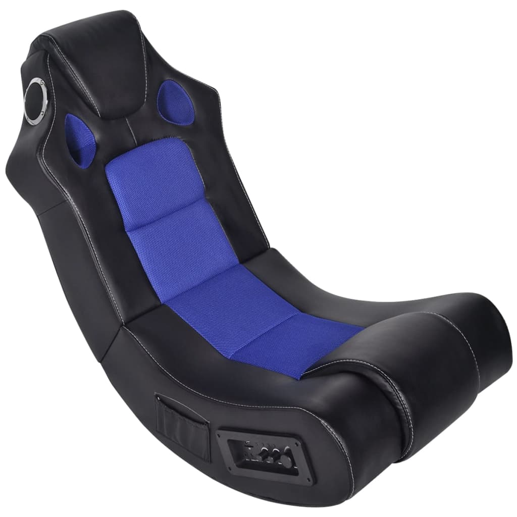 vidaXL Music Rocking Chair Artificial Leather Black Blue