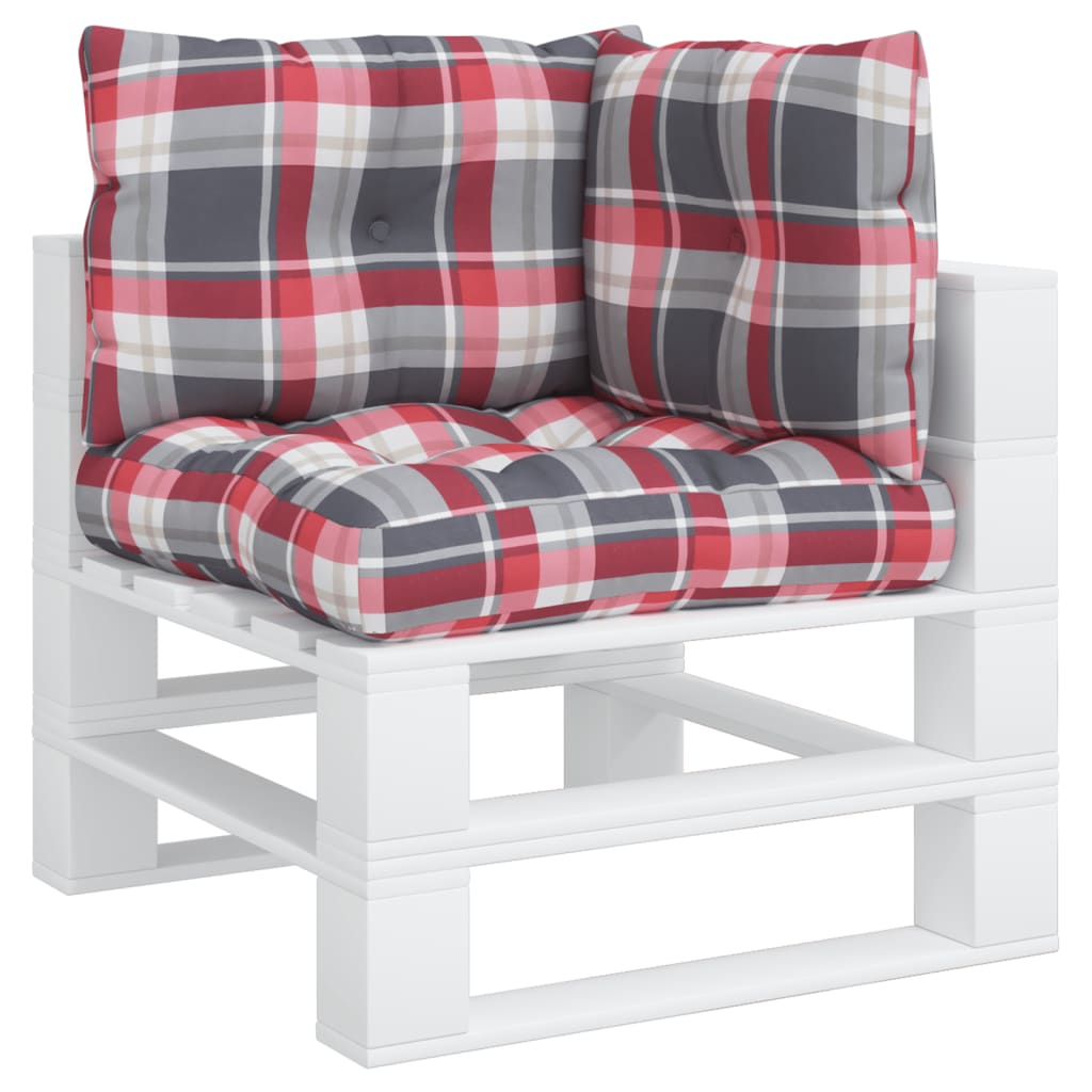 vidaXL Pallet Cushions 3 pcs Red Check Pattern Fabric