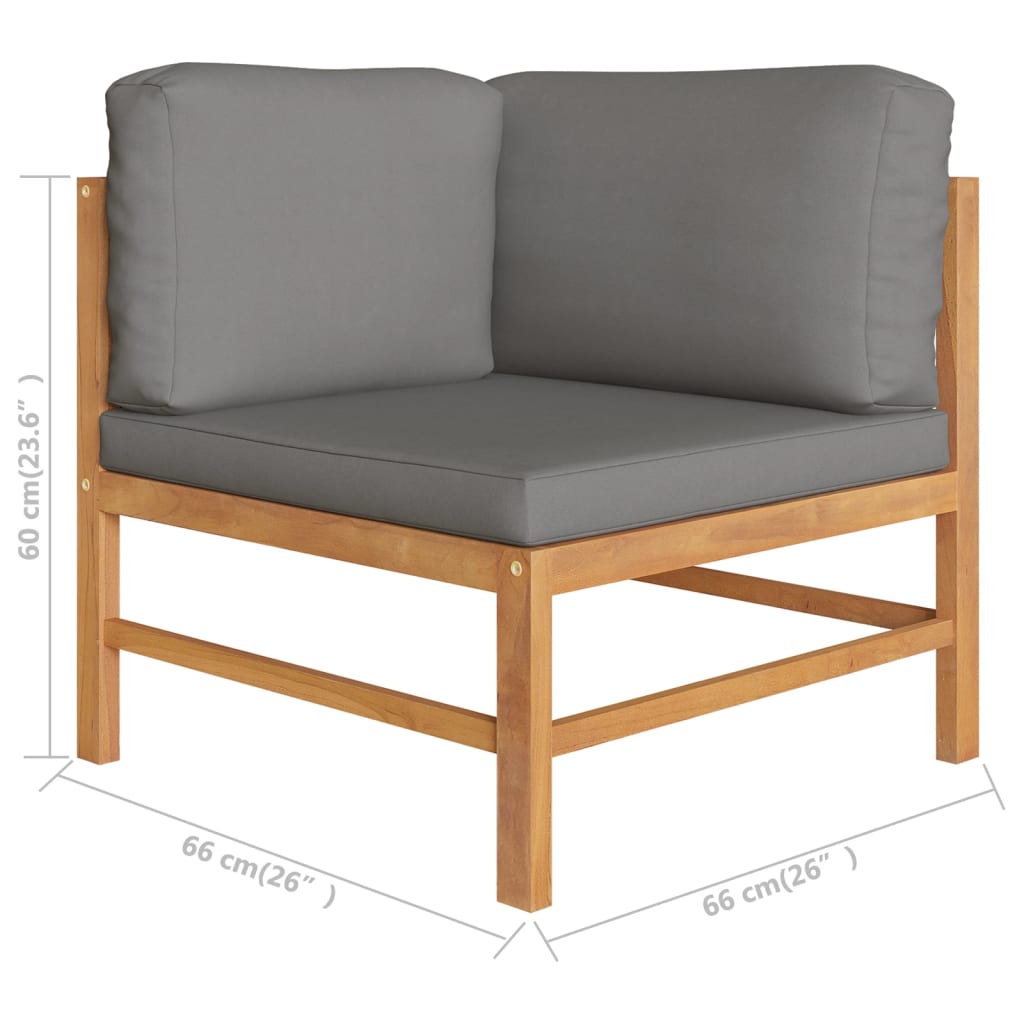 vidaXL 10 Piece Garden Lounge Set with Grey Cushions Solid Teak Wood