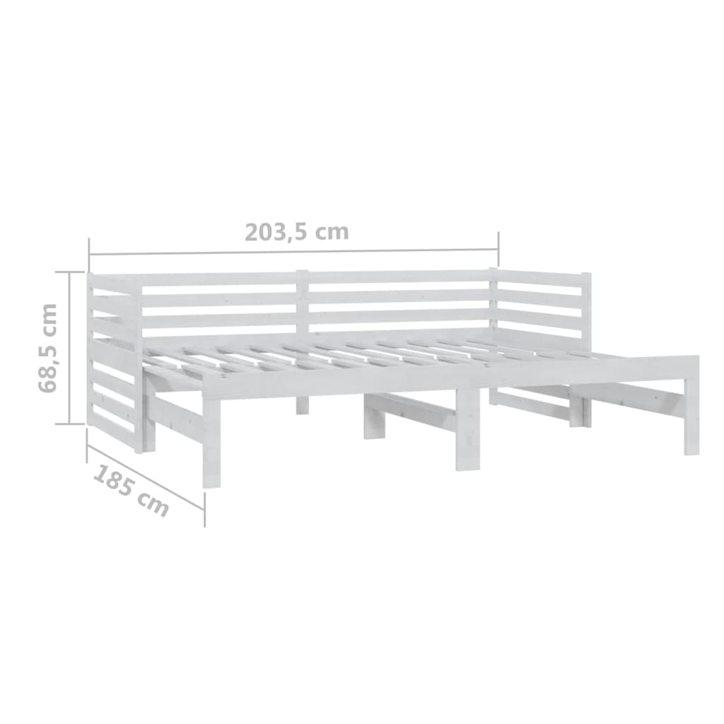 vidaXL Pull-out Day Bed 2x(90x200) cm White Solid Wood Pine