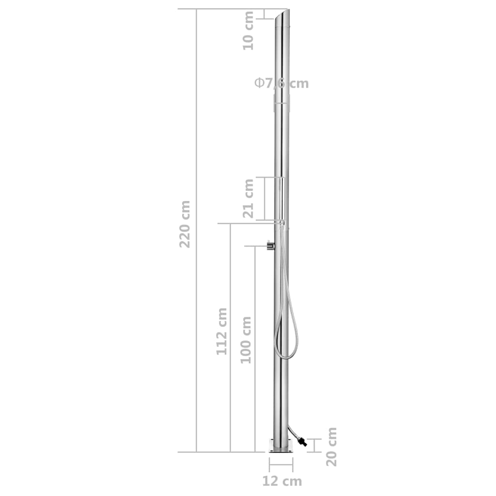 vidaXL Garden Shower with Grey Base 225 cm Stainless Steel